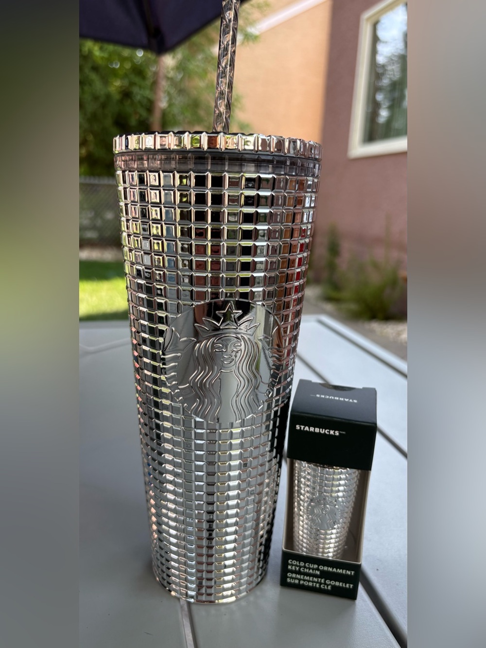 Starbucks Silver Mirror Grid Tumbler Set